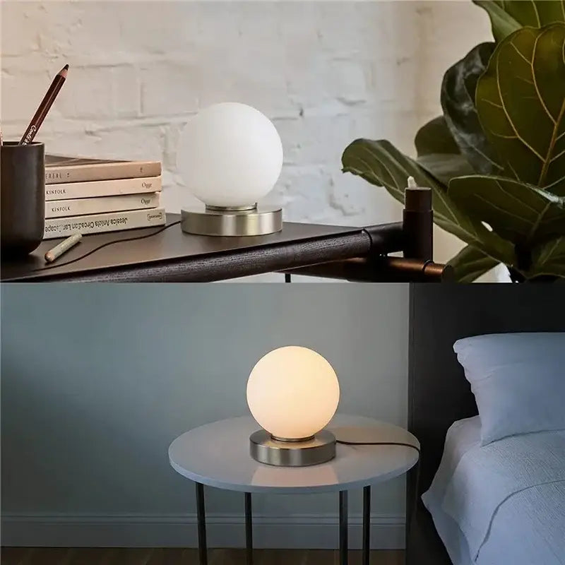 Modern frosted glass usb bedside lamp bedroom decor