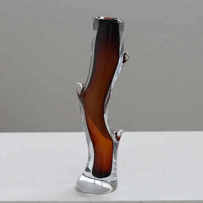 Hand blown fork shape glass vase living room tree inspired decor
