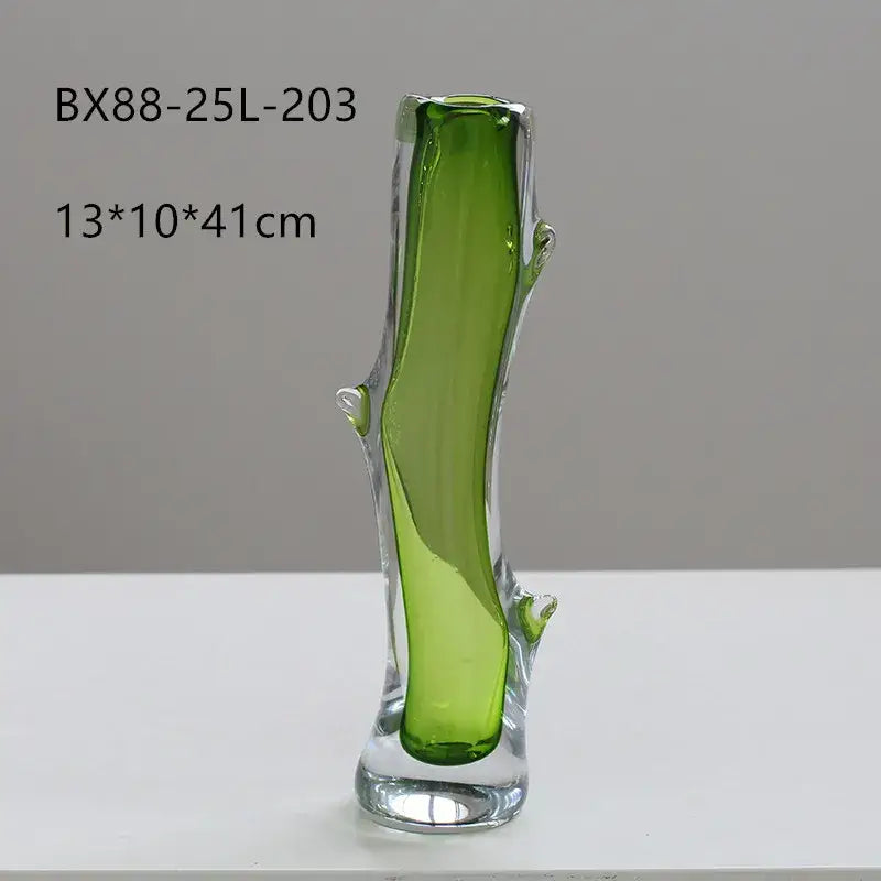 Hand blown fork shape glass vase living room tree inspired decor