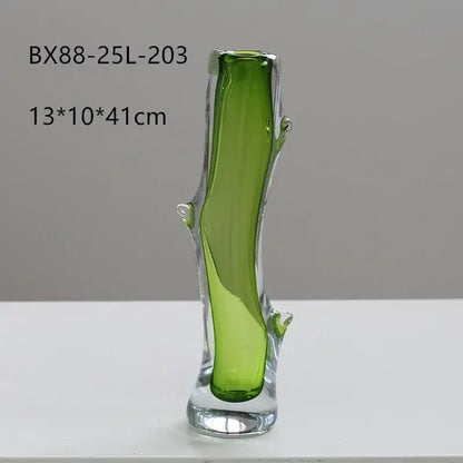 Hand blown fork shape glass vase living room tree inspired decor
