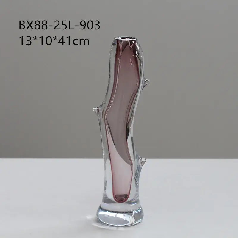 Hand blown fork shape glass vase living room tree inspired decor