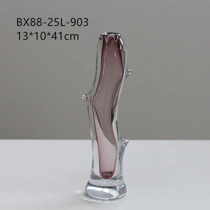 Hand blown fork shape glass vase living room tree inspired decor