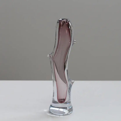 Hand blown fork shape glass vase living room tree inspired decor