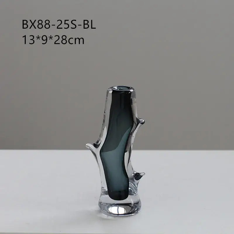 Hand blown fork shape glass vase living room tree inspired decor