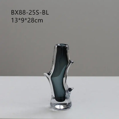 Hand blown fork shape glass vase living room tree inspired decor