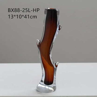Hand blown fork shape glass vase living room tree inspired decor