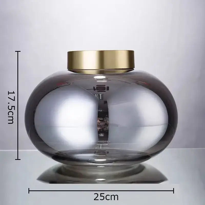 Modern metallic glass vase set with gold lids bedroom decor