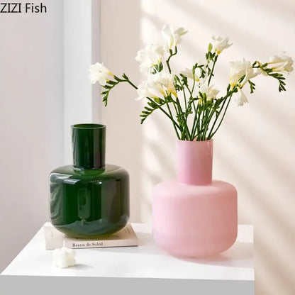 Modern pink matte glass vase desk decoration – bedroom aesthetic decor