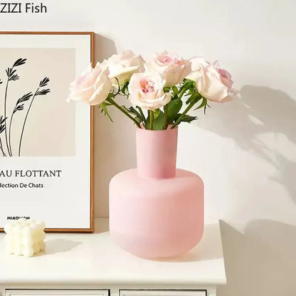 Modern pink matte glass vase desk decoration – bedroom aesthetic decor