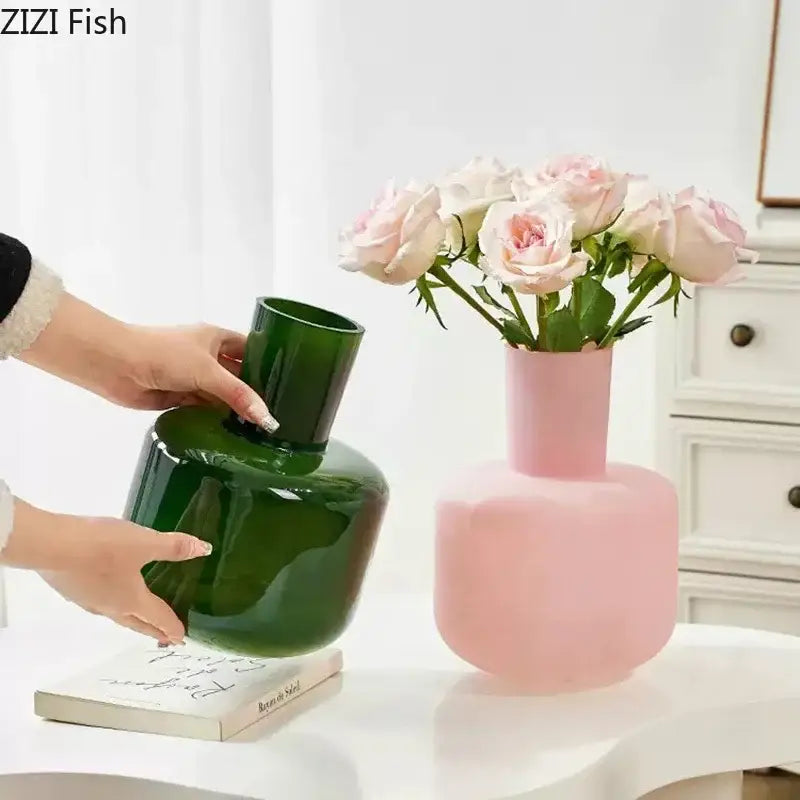 Modern pink matte glass vase desk decoration – bedroom aesthetic decor