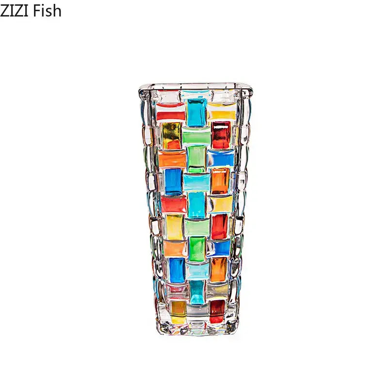 Mosaic colorful glass vase flower pots dining room decor