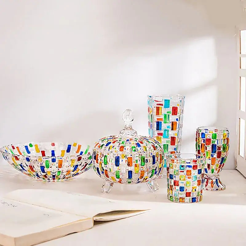Mosaic colorful glass vase flower pots dining room decor