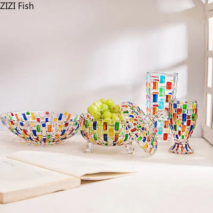 Mosaic colorful glass vase flower pots dining room decor
