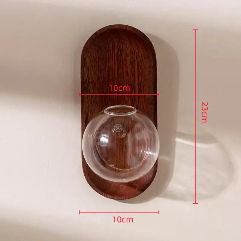 Modern wood and glass vase flowerpot wall decoration living room
