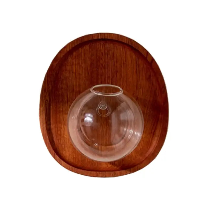 Modern wood and glass vase flowerpot wall decoration living room