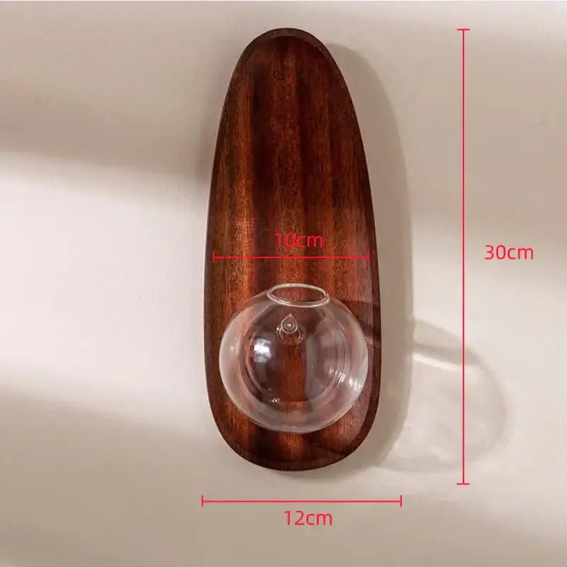 Modern wood and glass vase flowerpot wall decoration living room