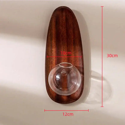 Modern wood and glass vase flowerpot wall decoration living room