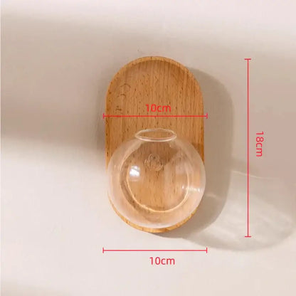 Modern wood and glass vase flowerpot wall decoration living room