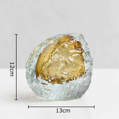 Blue textured glass vase with gold foil living room decor