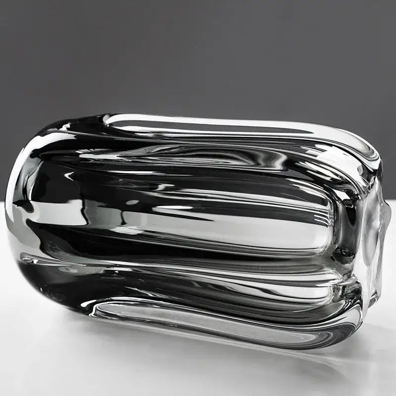 Modern ridged black glass vase set living room hydroponics decor