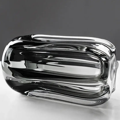 Modern ridged black glass vase set living room hydroponics decor