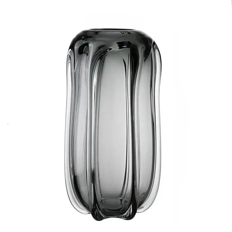 Modern ridged black glass vase set living room hydroponics decor