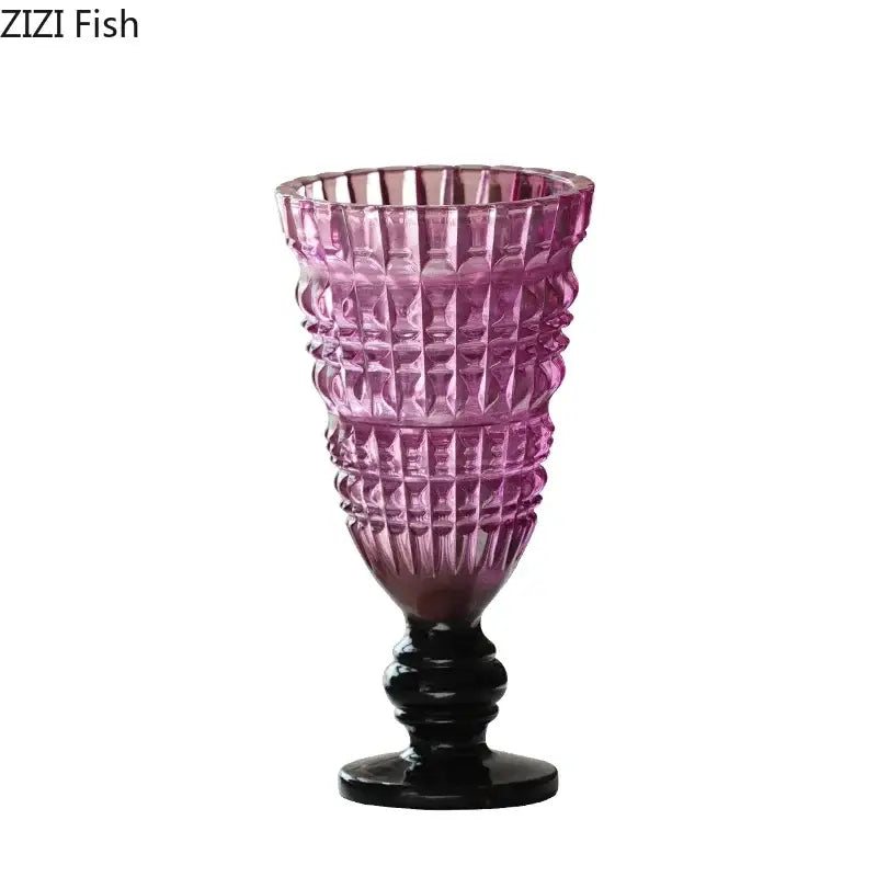 Textured clear glass vase with black base living room decor
