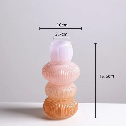 Geometric gradient pink & green glass vase living room flowerpot