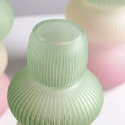 Geometric gradient pink & green glass vase living room flowerpot