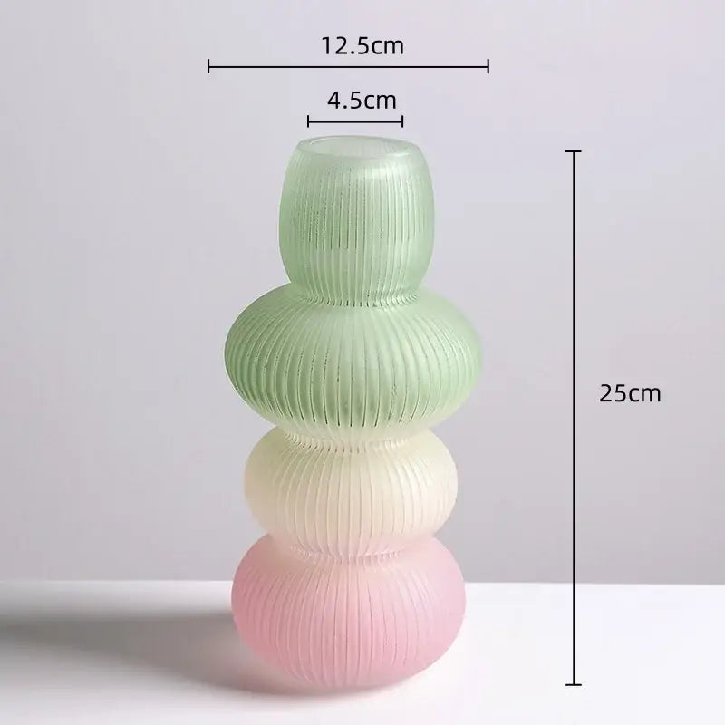 Geometric gradient pink & green glass vase living room flowerpot
