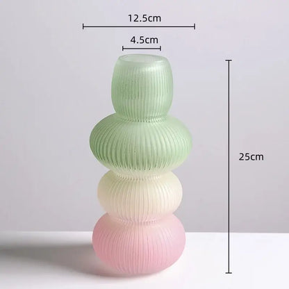 Geometric gradient pink & green glass vase living room flowerpot