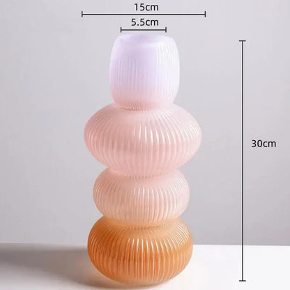 Geometric gradient pink & green glass vase living room flowerpot