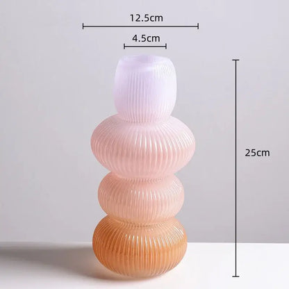 Geometric gradient pink & green glass vase living room flowerpot