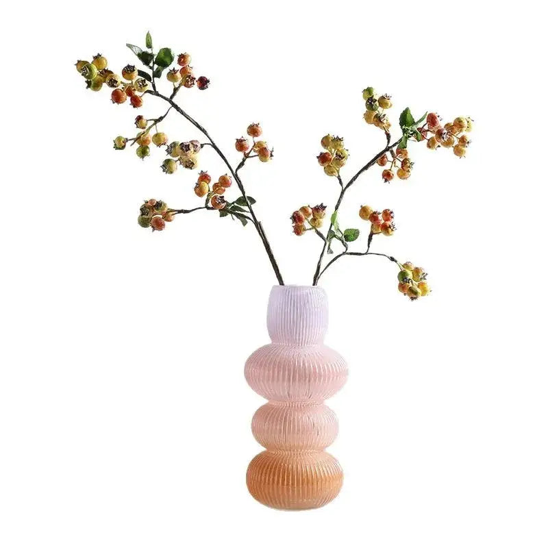 Geometric gradient pink & green glass vase living room flowerpot