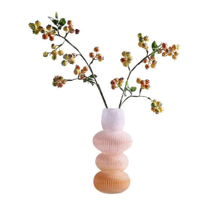 Geometric gradient pink & green glass vase living room flowerpot
