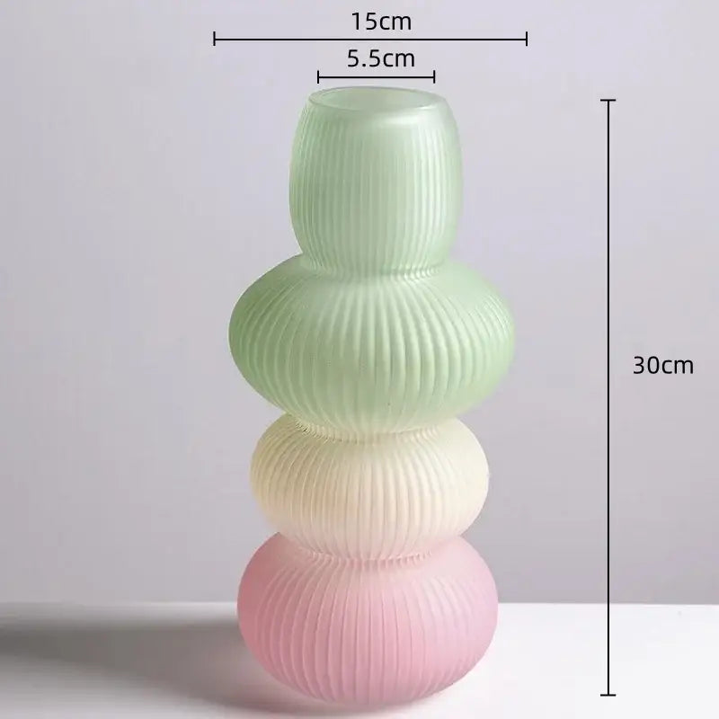Geometric gradient pink & green glass vase living room flowerpot