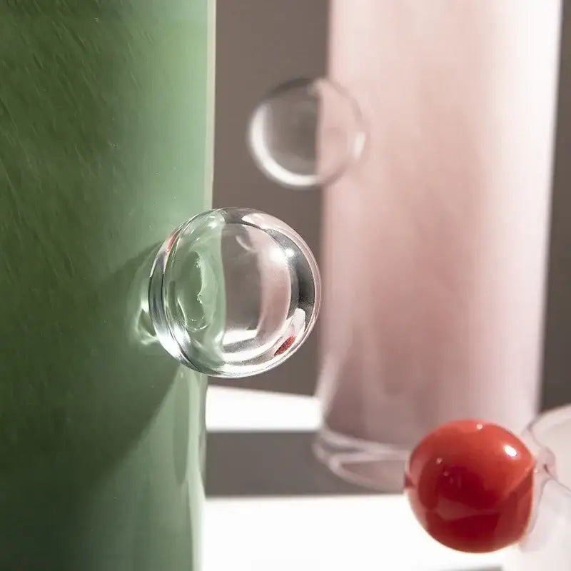 Pastel pink geometric sphere glass vase living room cherry decor
