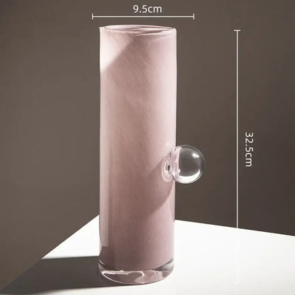 Pastel pink geometric sphere glass vase living room cherry decor