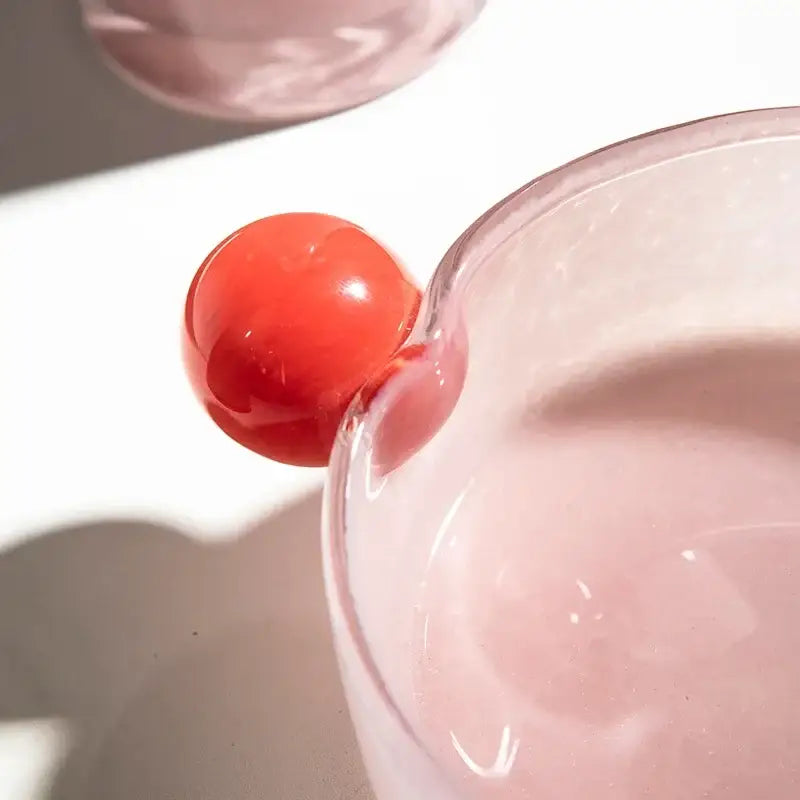 Pastel pink geometric sphere glass vase living room cherry decor