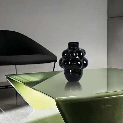 Glossy black ceramic grape geometric vase living room decor