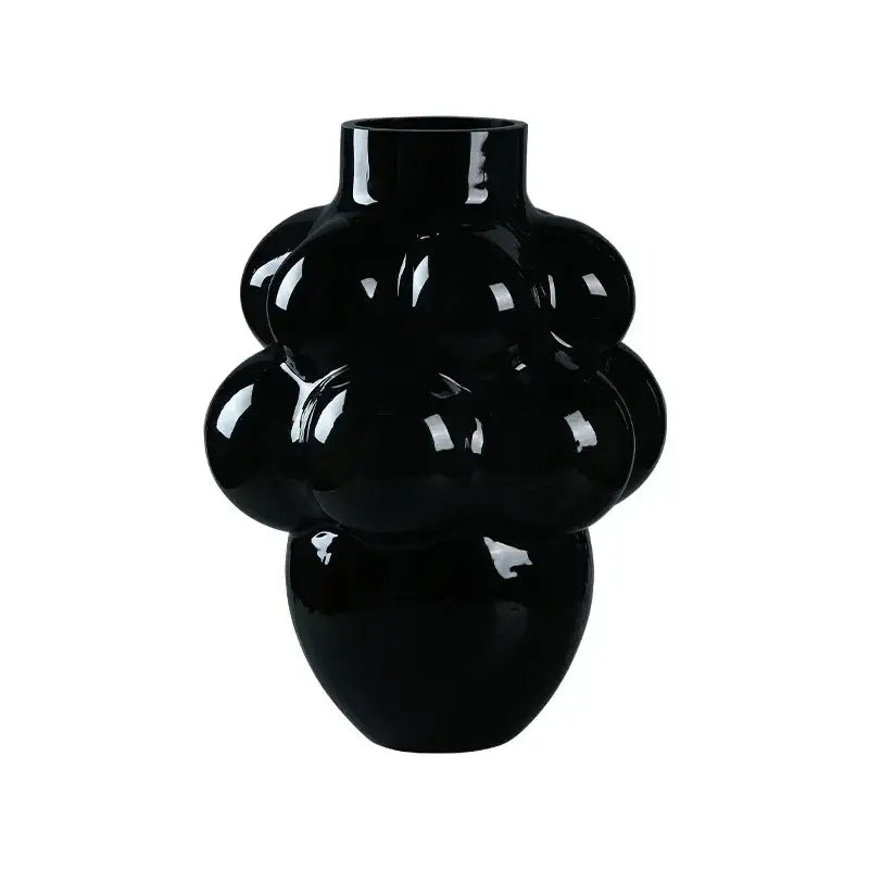 Glossy black ceramic grape geometric vase living room decor