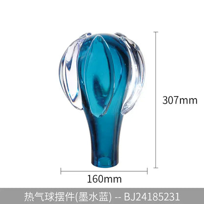 Modern blue and amber cactus glass vase living room decor