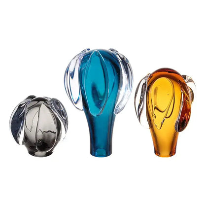 Modern blue and amber cactus glass vase living room decor