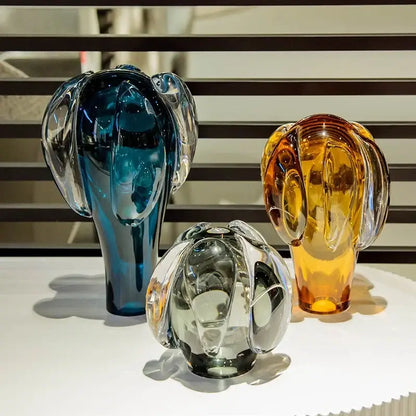 Modern blue and amber cactus glass vase living room decor