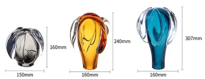 Modern blue and amber cactus glass vase living room decor