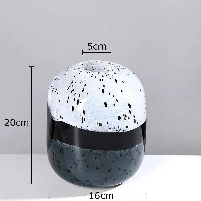 Speckled black & white ceramic hydroponics flower pot living room decor