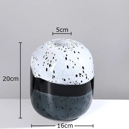 Speckled black & white ceramic hydroponics flower pot living room decor