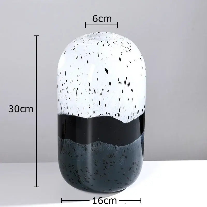 Speckled black & white ceramic hydroponics flower pot living room decor