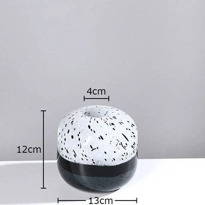 Speckled black & white ceramic hydroponics flower pot living room decor