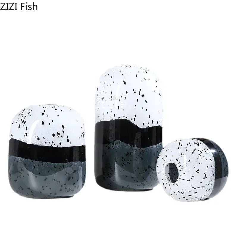 Speckled black & white ceramic hydroponics flower pot living room decor